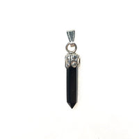 Black Onyx Miniature Crystal Point Sterling Silver Pendant