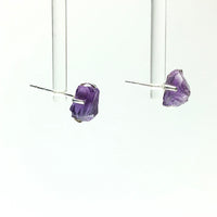 Amethyst Purple Raw Crystal Sterling Silver Stud Earrings