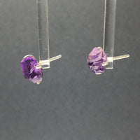 Amethyst Purple Raw Crystal Sterling Silver Stud Earrings