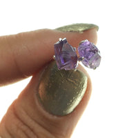 Amethyst Purple Raw Crystal Sterling Silver Stud Earrings