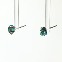 Chrysocolla Blue Green Raw Crystal Sterling Silver Stud Earrings