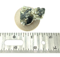 Epidote Crystals with tiny Quartz Crystals Cluster Mounted Miniature Mineral Specimen (Green Monster Mine, Alaska)