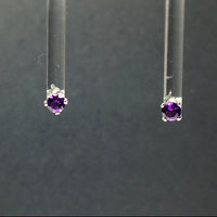 Amethyst African Purple Faceted Crystal Sterling Silver Stud Earrings