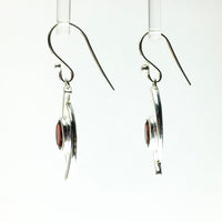 Garnet Red Oval Faceted Crystal Sterling Silver Dangle Earrings