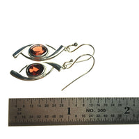 Garnet Red Oval Faceted Crystal Sterling Silver Dangle Earrings