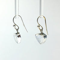 Moonstone Rainbow Triangle Drop Sterling Silver Dangle Earrings
