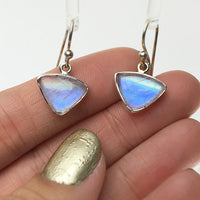 Moonstone Rainbow Triangle Drop Sterling Silver Dangle Earrings