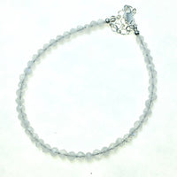 Moonstone Adularia Rainbow Gemstone Sterling Silver Bracelet by Josephine Grasso