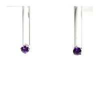 Amethyst African Purple Faceted Crystal Sterling Silver Stud Earrings