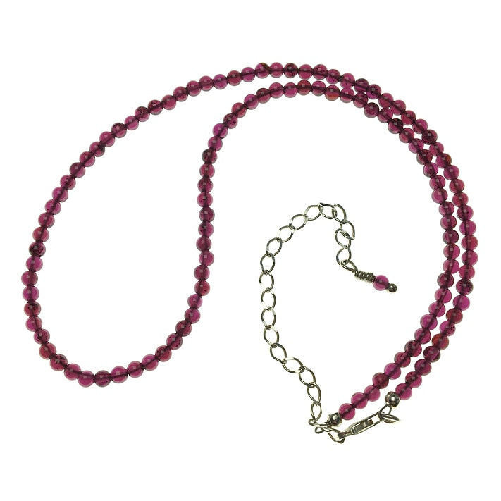 Garnet Round Beaded Necklace