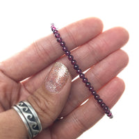 Garnet Gemstone Round Bead Strand Sterling Silver Necklace by Josephine Grasso