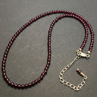 Garnet Gemstone Round Bead Strand Sterling Silver Necklace by Josephine Grasso