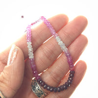 Ruby Variegated Faceted Gemstone Bead Strand Sterling Silver Necklace by Josephine Grasso