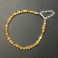 Citrine Round Gemstone Bead Sterling Silver Bracelet by Josephine Grasso
