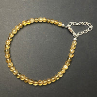Citrine Round Gemstone Bead Sterling Silver Bracelet by Josephine Grasso