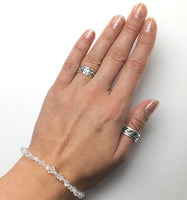 Herkimer Diamond Quartz DT Raw Crystals Gemstone Bead Sterling Silver Bracelet by Josephine Grasso
