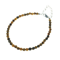 Tiger Eye Faceted Gemstone Bead Sterling Silver Bracelet by Josephine Grasso