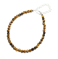 Tiger Eye Faceted Gemstone Bead Sterling Silver Bracelet by Josephine Grasso