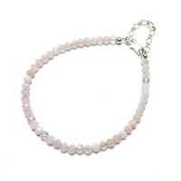 Morganite Faceted Gemstone Bead Sterling Silver Bracelet by Josephine Grasso