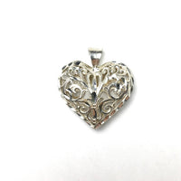 Heart Shaped Filigree Open Design Sterling Silver Pendant