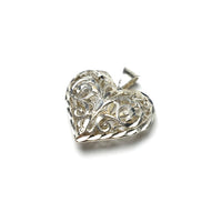 Heart Shaped Filigree Open Design Sterling Silver Pendant