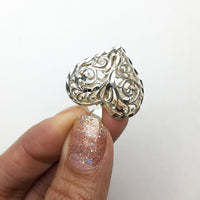 Heart Shaped Filigree Open Design Sterling Silver Pendant