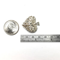 Heart Shaped Filigree Open Design Sterling Silver Pendant