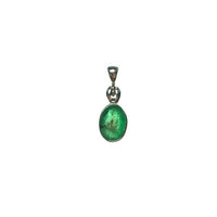 Emerald Green Gem Faceted Oval Natural Gemstone Sterling Silver Pendant