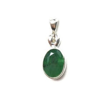 Emerald Green Gem Faceted Oval Natural Gemstone Sterling Silver Pendant