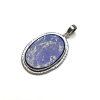Lapis Lazuli Ultramarine Blue Natural Gemstone Sterling Silver Pendant