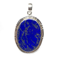 Lapis Lazuli Ultramarine Blue Natural Gemstone Sterling Silver Pendant
