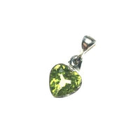 Peridot Lime Green Gem Faceted Heart Shaped Natural Gemstone Sterling Silver Pendant
