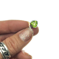Peridot Lime Green Gem Faceted Heart Shaped Natural Gemstone Sterling Silver Pendant