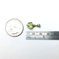 Peridot Lime Green Gem Faceted Heart Shaped Natural Gemstone Sterling Silver Pendant