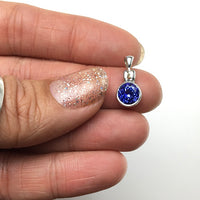 Tanzanite Violet Gem Faceted Round Natural Gemstone Sterling Silver Pendant