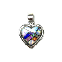 Gilson Opal Lab Created Rainbow Heart Shaped Gem Synthetic Sterling Silver Pendant