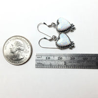 Gilson Opal Heart Shaped Lab Created Drop Sterling Silver Dangle Earrings