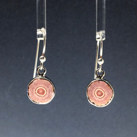 Rhodochrosite Soft Pink Stalactite Slice in Sterling Silver Dangle Earrings