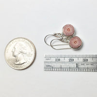 Rhodochrosite Soft Pink Stalactite Slice in Sterling Silver Dangle Earrings