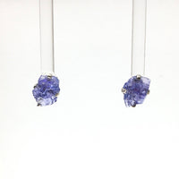 Tanzanite Violet Purple Raw Crystal Sterling Silver Stud Earrings