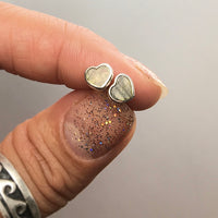 Labradorite Heart Shaped Polished Crystal Sterling Silver Stud Earrings