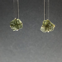 Moldavite Tektite Impact Space Glass Raw Gems Sterling Silver Stud Earrings