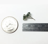 Moldavite Tektite Impact Space Glass Raw Gems Sterling Silver Stud Earrings