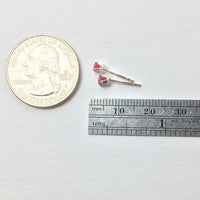 Ruby Dark Fuschia Pink Faceted Crystal Sterling Silver Stud Earrings