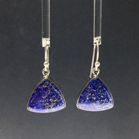 Lapis Lazuli Ultramarine Blue Natural Gemstone Sterling Silver Dangle Earrings