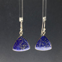Lapis Lazuli Ultramarine Blue Natural Gemstone Sterling Silver Dangle Earrings