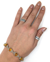Amber Baltic Natural Gemstone Link Sterling Silver Bracelet