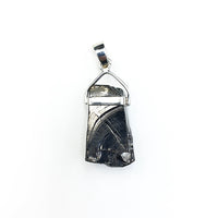 Shungite Raw Rough Cut Gemstone Sterling Silver Pendant