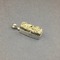 Pyrite Fool's Gold Raw Crystals Rough Cut Gemstone Sterling Silver Pendant