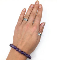 Amethyst Gemstone Bead Stretch Elastic Stone Bracelet